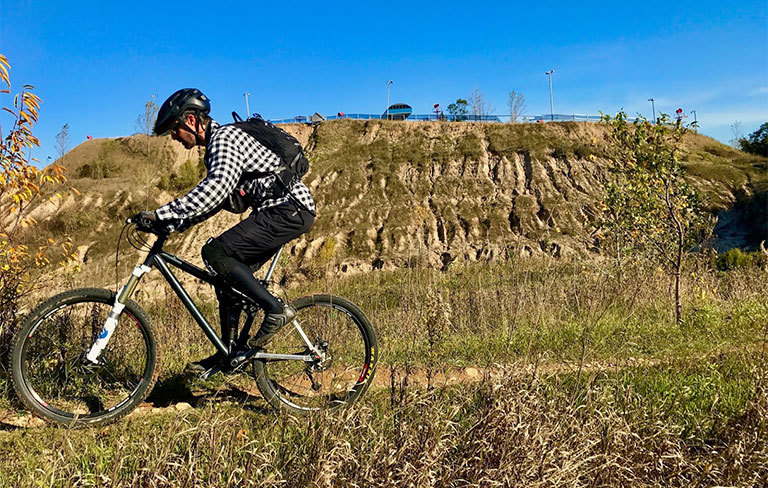 man biking on Alpine Valley trails in Walworth County bike